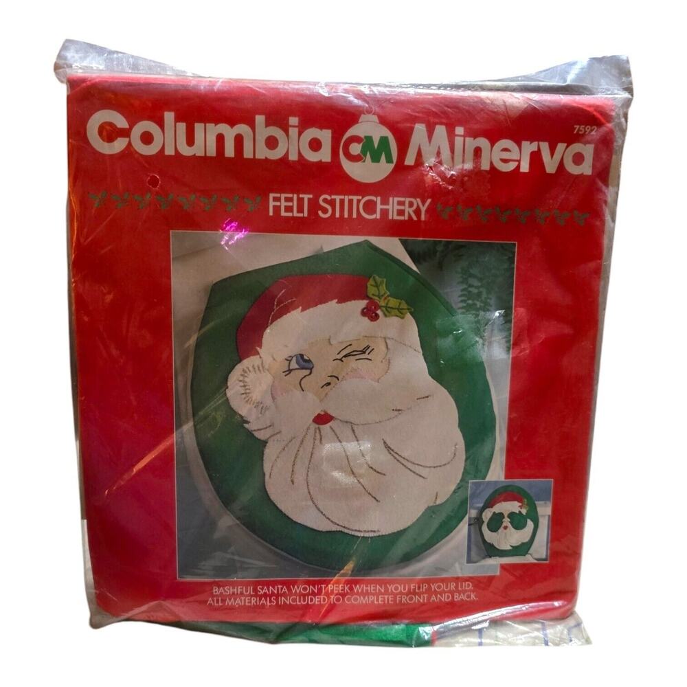 Columbia Minerva Bashful Santa Toilet Seat Lid Cover Felt Stitchery Applique Kit